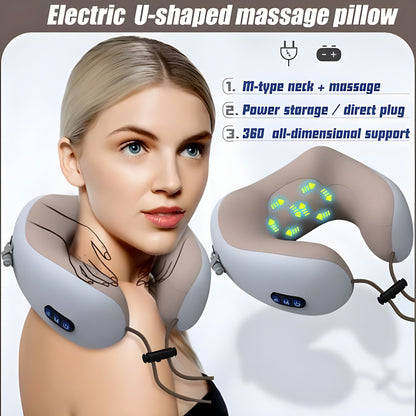 Compact And Versatile Electric U-Shaped Massage Pillow For Outdoor, Home, And Car Relaxation